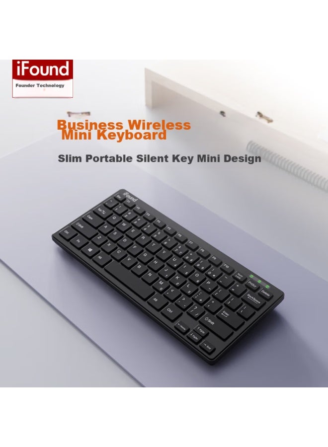 Ifound W226 Wireless Keyboard , Portable Office External Ultra-thin Laptop Keyboard, Wireless Mini Compact Keyboard, Business Black - Image 1