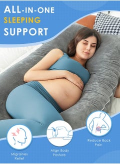 Arabest Pregnancy Pillows, U Shaped Full Body Pillow for Sleeping Support, Maternity Pillow for Pregnant Women with Removable Velvet Cover, Grey  - Image 3