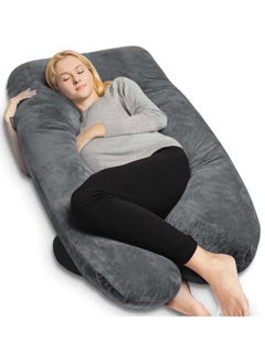 Arabest Pregnancy Pillows, U Shaped Full Body Pillow for Sleeping Support, Maternity Pillow for Pregnant Women with Removable Velvet Cover, Grey  - Image 1