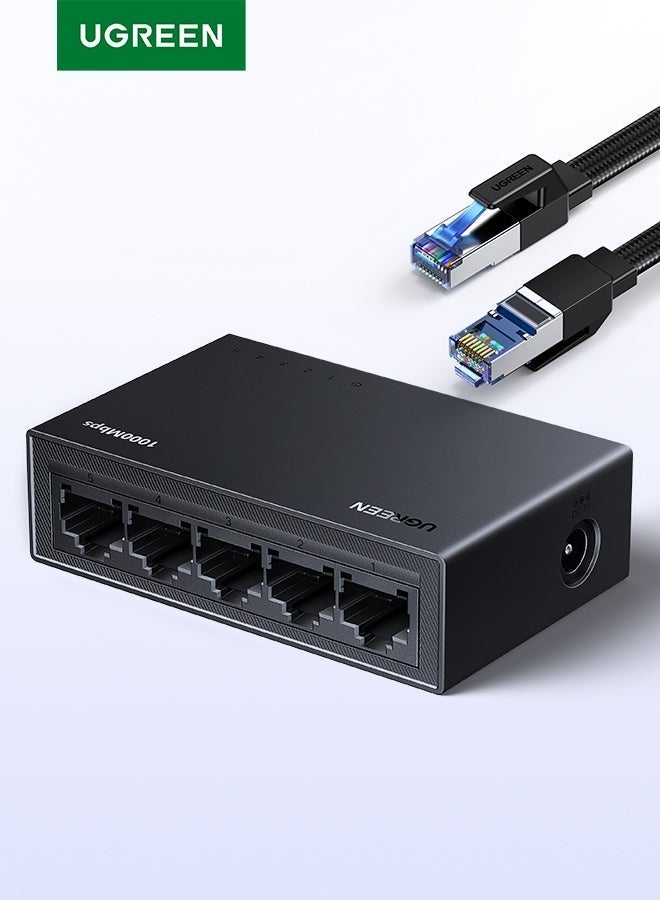 Ugreen High-Performance Networking Bundle: Cat8 Ethernet Cable 2M +1000Mpbs 5-Port Gigabit Ethernet Switch - Image 1