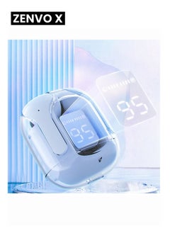 zenvo X Transparent Gen1 Digital Display Earbuds, TWS Wireless Bluetooth Headphones, Stereo In-Ear Headset Earphone  - Image 5
