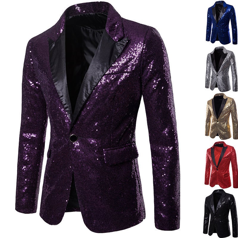 Performance Dress Gold Sequin Suit Korean Suit Nightclub Men'S Host Emcee Po Studio Jacket Men - Image 2