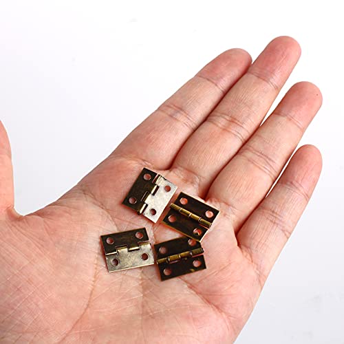 VIPMOON 50Pcs Small Hinges for Wooden Box, 18 x 15mm Mini Brown With 200 Screws, Retro Jewelry Folding Butt Hardware for DIY Crafts - Image 3