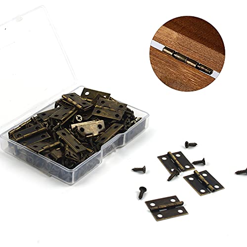 VIPMOON 50Pcs Small Hinges for Wooden Box, 18 x 15mm Mini Brown With 200 Screws, Retro Jewelry Folding Butt Hardware for DIY Crafts - Image 4