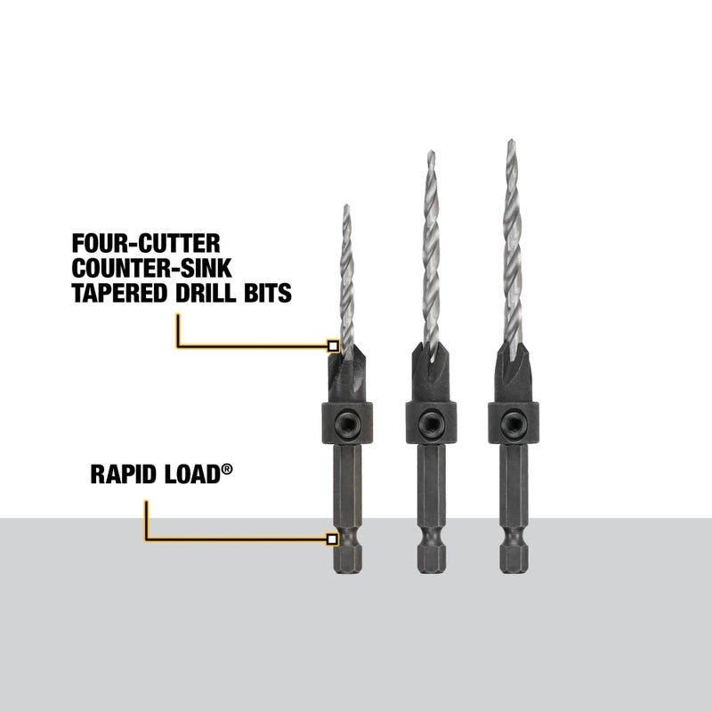 DEWALT Countersink Drill Bit Set #6, #8, #10, 3-Piece (DW2535) - Image 2