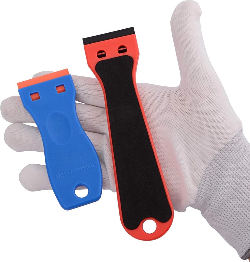 Ehdis 2pcs Plastic Razor Scraper 6-inch Long Handle Adhesive Remover Tool with 100 Double-Edge Blades for Window Tint Vinyl Scraper Decal Sticker Glue Remover (Red) - Image 4
