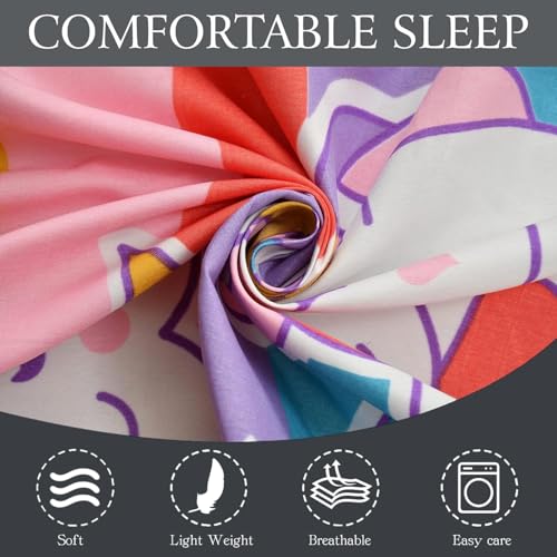 Filymore Unicorn Double bedsheet for Girls Kid bedsheet for Queen Size Bed 240 TC Microfiber Soft Cartoon bedcover for Kids Room (90x90 Inches)(Multicolour) - Image 4