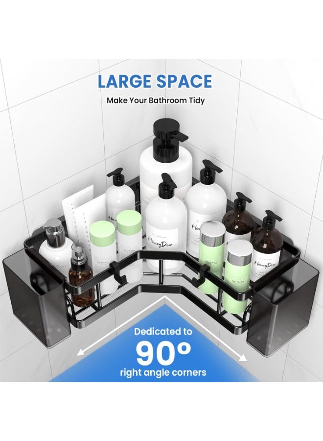 Beauenty Shower Shelf No Drilling 3 Pieces, Bathroom Organizer With Soap Holder Hook and Toothpaste Holder, Shampoo Shelf for Bathroom, Kitchen, Black - Image 3