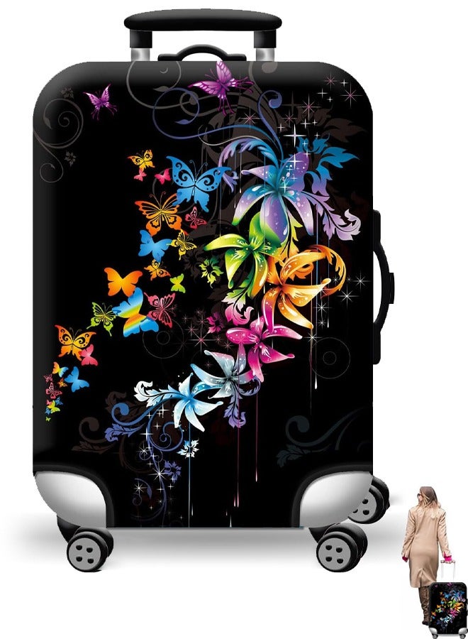 Travel Luggage Cover Washable Suitcase Cover Protector Anti-Scratch and Dust-Proof Suitcase Cover Fits 18/24/28/32 Inch Suitcase Spandex Protective Cover (Butterfly) - Image 1