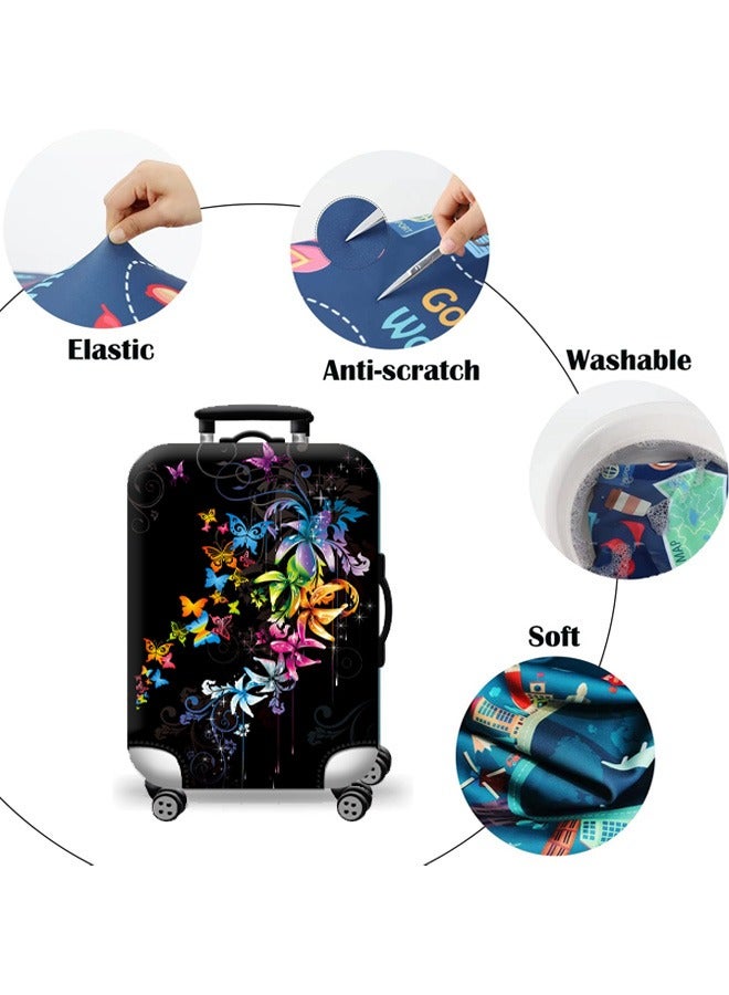 Travel Luggage Cover Washable Suitcase Cover Protector Anti-Scratch and Dust-Proof Suitcase Cover Fits 18/24/28/32 Inch Suitcase Spandex Protective Cover (Butterfly) - Image 3