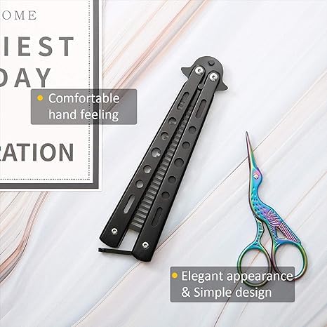 Inralimot Butterfly Comb,Combs Stainless Steel Folding Practice Combs, Practice Comb Hair Styling Tools Balisong Comb - Image 5
