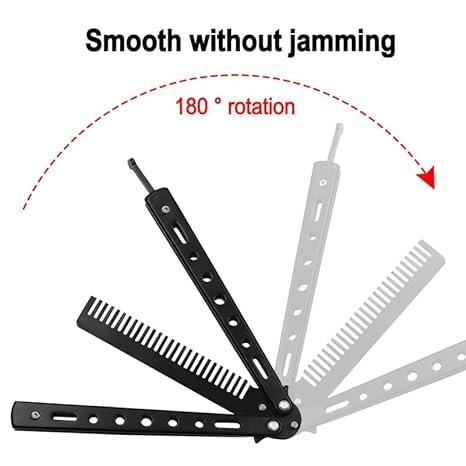 Inralimot Butterfly Comb,Combs Stainless Steel Folding Practice Combs, Practice Comb Hair Styling Tools Balisong Comb - Image 3
