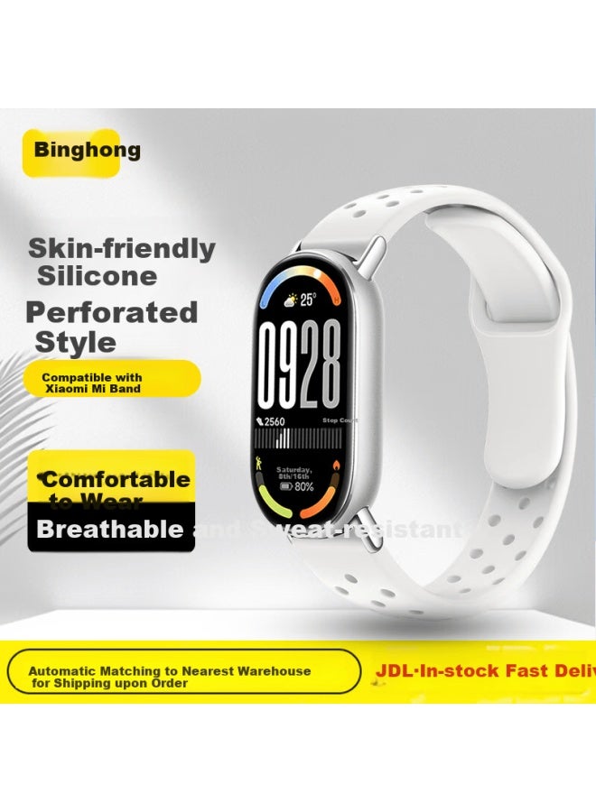Binghong Silicone Strap For Xiaomi Mi Band 8/9/10 Nfc Ceramic Edition - Snow White, Suitable For Men And Women - Image 1