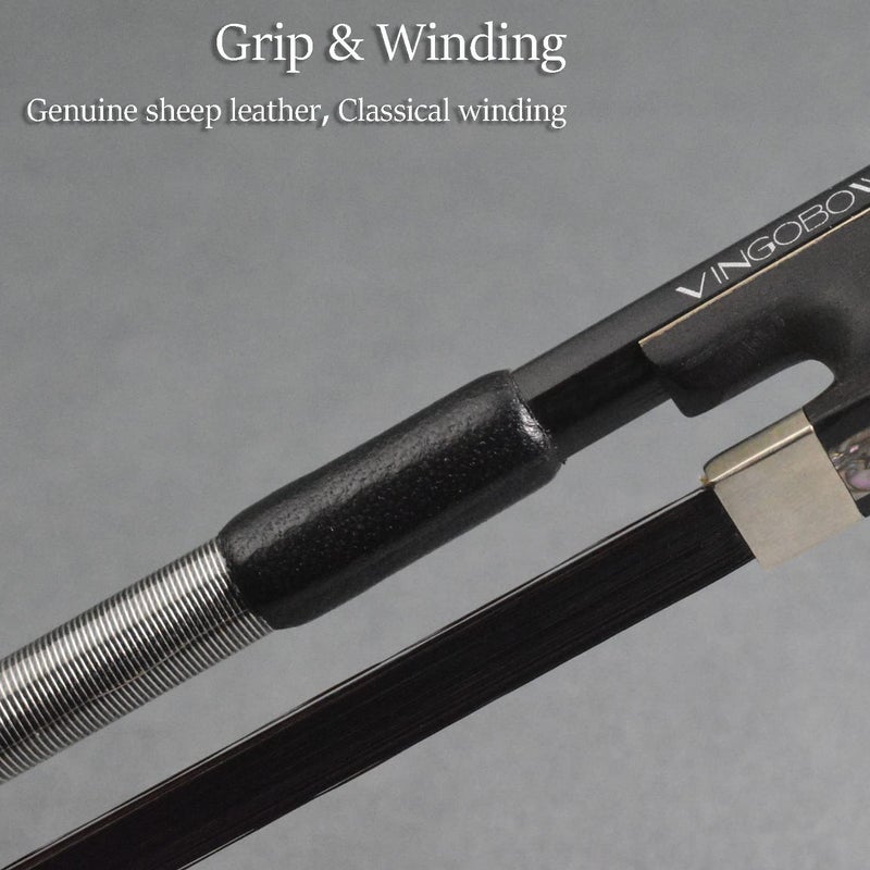VINGOBOW 4/4 Size Natural Black Mongolia Horse Hair Carbon Fiber Violin Bow - Image 5