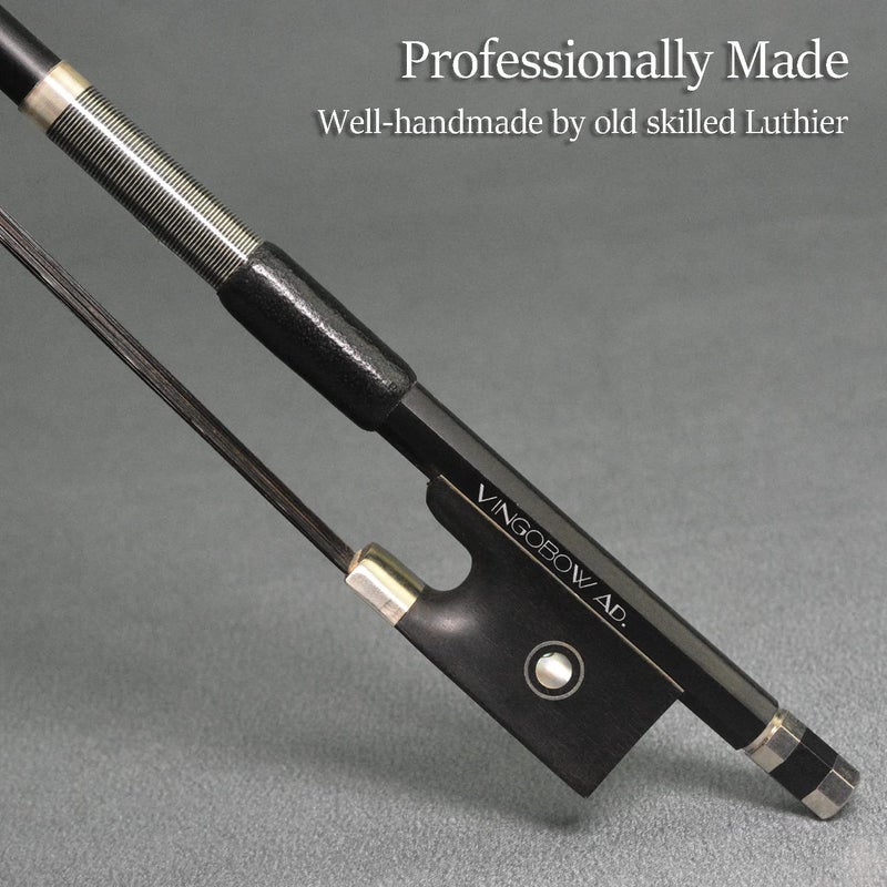 VINGOBOW 4/4 Size Natural Black Mongolia Horse Hair Carbon Fiber Violin Bow - Image 3