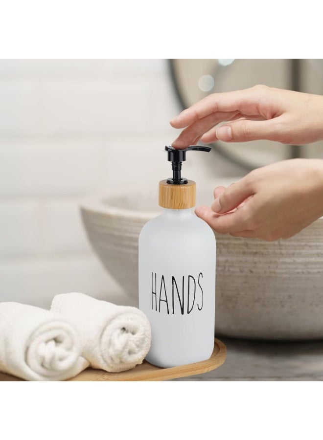 Happy Home 2 Pieces Hand Wash with Silicone Funnel Soap Dispenser for Bathroom and Kitchen Hand Wash Shower Gel Pump Soap Dispenser Pump with Bamboo Wood Base for Hand Washing for Kitchen and Bathroom Sink - White and Black (White/Black/Bamboo) - Image 2