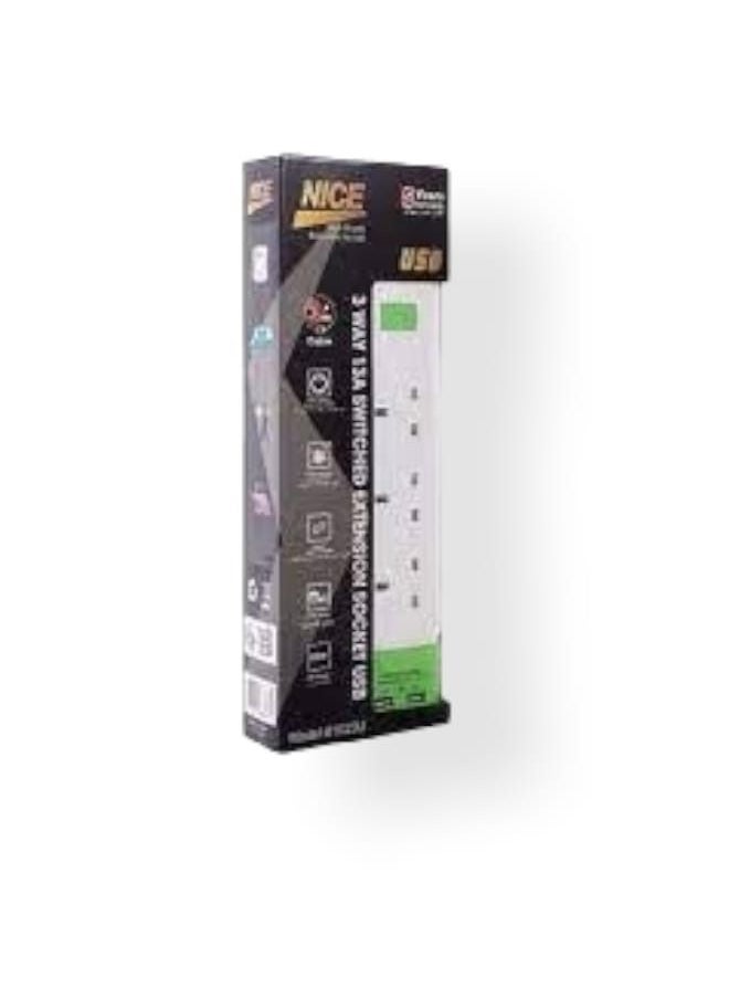 NICE - 3-Way Electric Power Extension Socket With 2 USB Port - Image 1