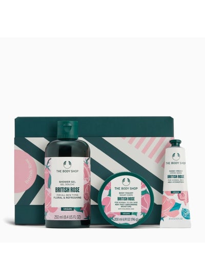 THE BODY SHOP British Rose Essentials Gift Set – Shower Gel (250 Ml) And Body Yogurt (200 Ml) And Hand Cream (30 Ml) – Fresh Rose