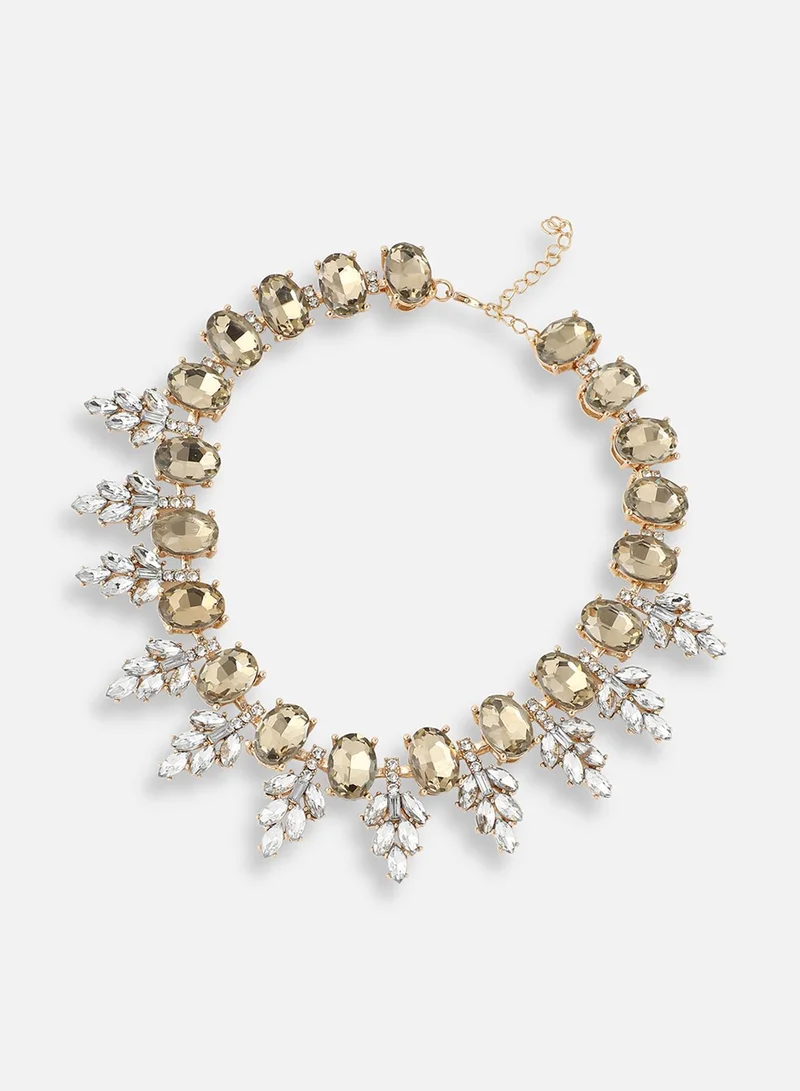 سوهي قلادة مطلية بالذهب مصممة للحفلات من الحجر