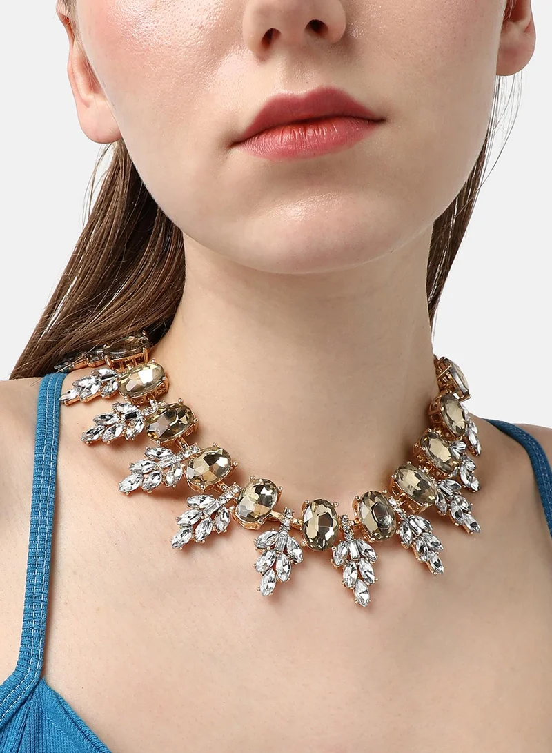 سوهي قلادة مطلية بالذهب مصممة للحفلات من الحجر