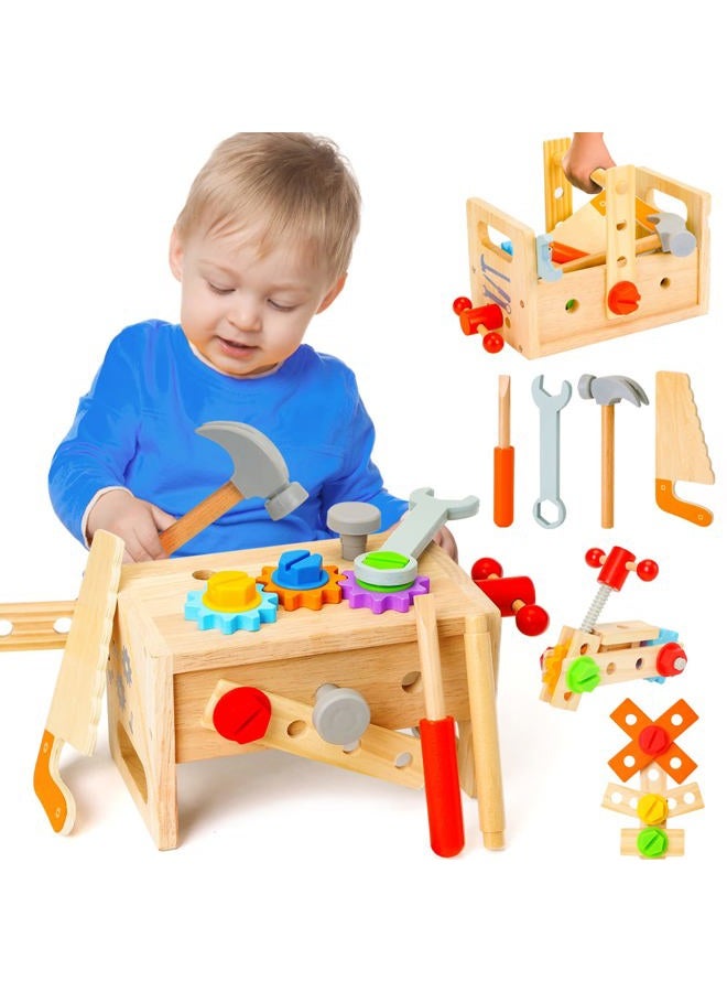 Hieoby Wooden Tool Set for Kids 2 3 4 5 Year Old, 29Pcs Educational STEM Toys Toddler Montessori Toys for 2 Year Old Construction Preschool Learning Activities Gifts for Boys Girls Age 2-4 1-3 - Image 1