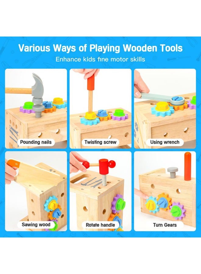 Hieoby Wooden Tool Set for Kids 2 3 4 5 Year Old, 29Pcs Educational STEM Toys Toddler Montessori Toys for 2 Year Old Construction Preschool Learning Activities Gifts for Boys Girls Age 2-4 1-3 - Image 3