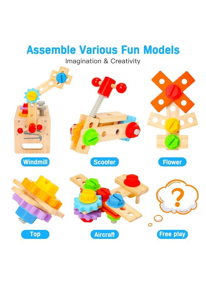 Hieoby Wooden Tool Set for Kids 2 3 4 5 Year Old, 29Pcs Educational STEM Toys Toddler Montessori Toys for 2 Year Old Construction Preschool Learning Activities Gifts for Boys Girls Age 2-4 1-3 - Image 5
