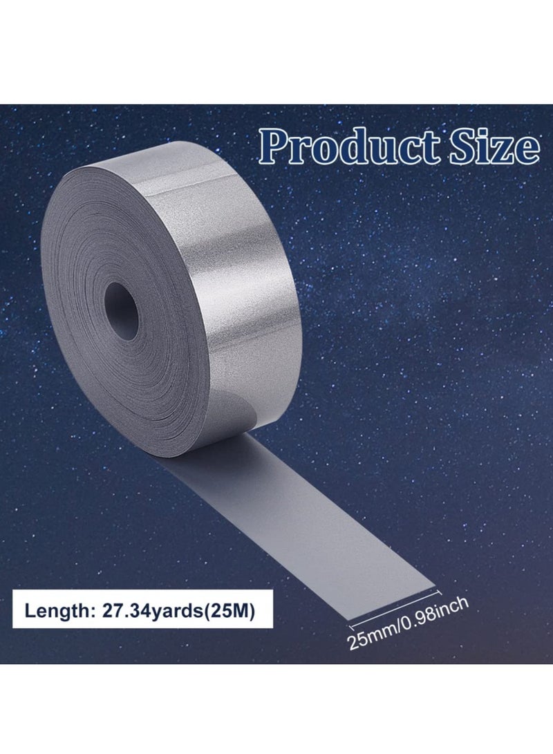 SOLARAE 25mmx25m Black Iron on Reflective Tape, TC Hot Melt High Visibility Tape Heat Transfer Vinyl Film Tape DIY Reflective High Visibility Iron on Tape for Clothing - Image 2
