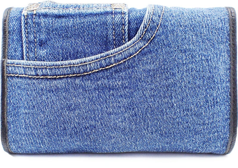 Bijoux de Ja Upcycling Denim Trifold Money Coin ID Window Card Holder Organizer Compact Short Wallet Purse - Image 2