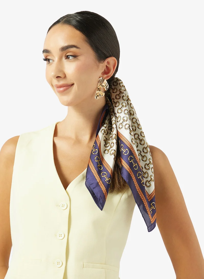 Ginger Silk Printed Summer Scarf Small