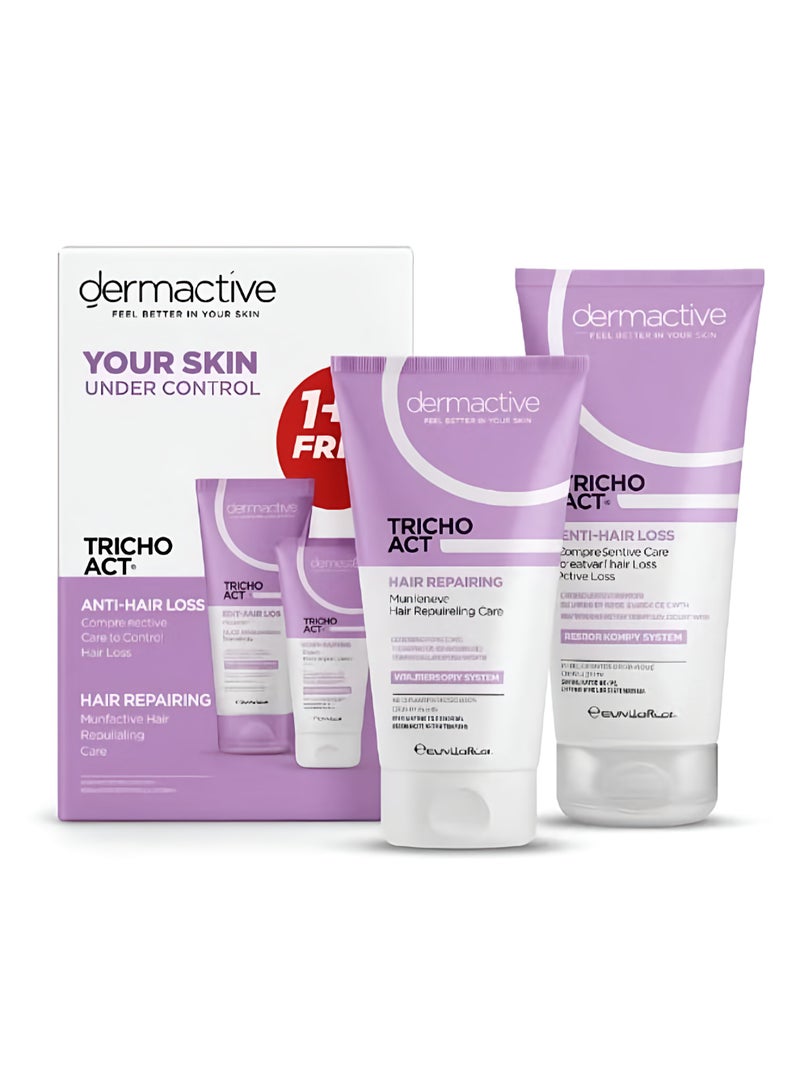 ديرماكتيف شامبو مضاد لتساقط الشعر 200 مل + مسك إصلاح الشعر 150 مل - Image 1