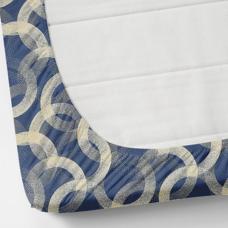 BLUSH & BLOOM Super Soft Cotton Feel All Round Elastic Fitted Single Bedsheet with 1 Pillow Cover-36 x 72 x 8 Inches, 92 cm x 182 cm x 20 cm-Blue - Image 2