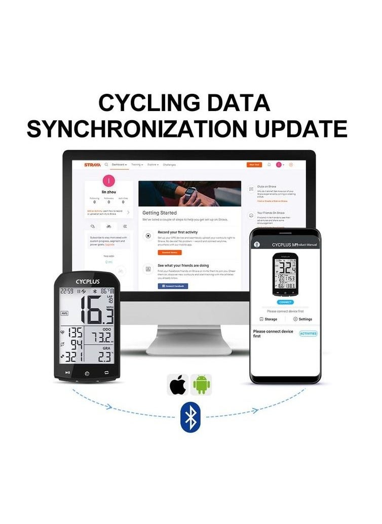 CYCPLUS - GPS Bike Computer Wireless CYCPLUS M1 Waterproof Speedometer Odometer ANT+bluetoth5.0 Cycling Bicycle Accessories - Image 1