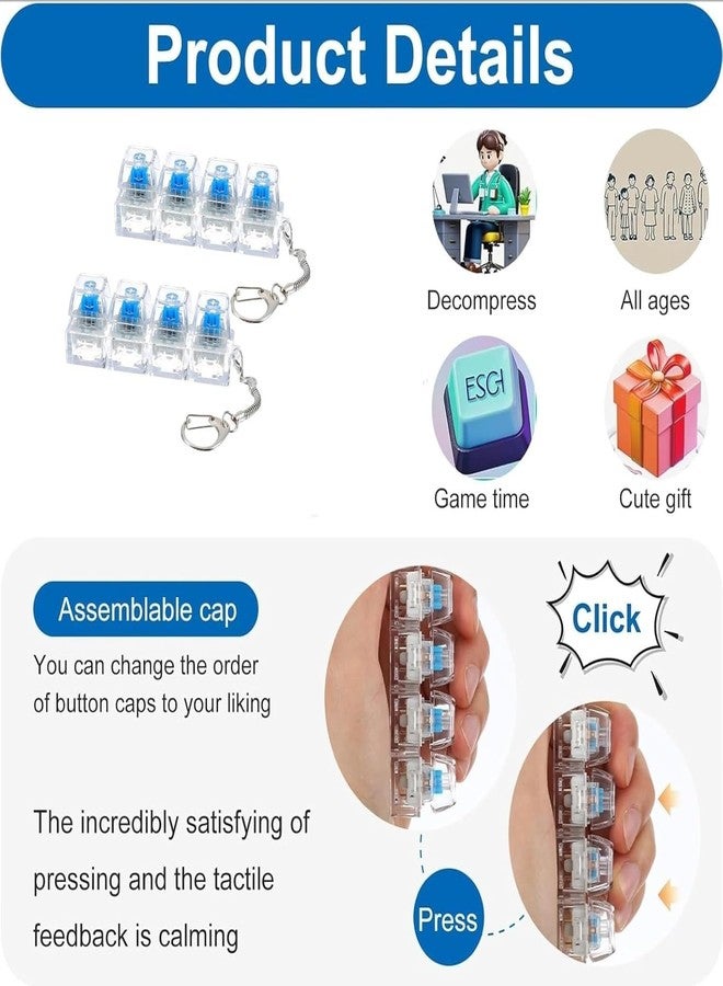 VANKCC Keyboard Fidget Keychain Clicker Toy | Mechanical Switch Stress Relief Toy with Keychain | Mini Clicky Fidget for Office, Study, Gaming & Anxiety Relief | Transparent | 1 PCS - Image 4