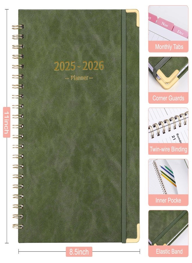 Fetinar July 2025 - June 2026 Planner,Academic Planner 2025-2026, Hardcover Weekly & Monthly Agenda Planning Book, 8.5" x 11", Daily Calendar with Tabs, College School Organizer for Student Teacher (Green) - Image 2
