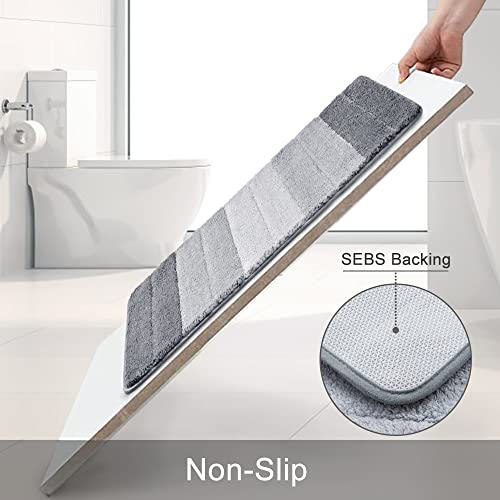 Kmson 3 Pcs Ombre Bathroom Rugs Set with U-Shaped Mat, Non Slip,Quick Drying, Ultra Soft and Water Absorbent Bath Carpet for Bedroom Floor Living Room,Machine Washable,Grey - Image 3