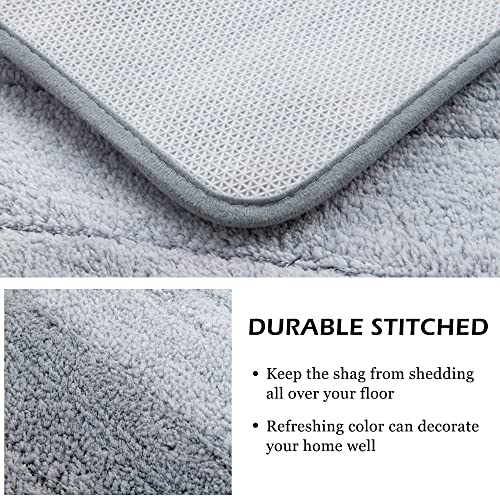 Kmson 3 Pcs Ombre Bathroom Rugs Set with U-Shaped Mat, Non Slip,Quick Drying, Ultra Soft and Water Absorbent Bath Carpet for Bedroom Floor Living Room,Machine Washable,Grey - Image 2