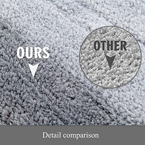 Kmson 3 Pcs Ombre Bathroom Rugs Set with U-Shaped Mat, Non Slip,Quick Drying, Ultra Soft and Water Absorbent Bath Carpet for Bedroom Floor Living Room,Machine Washable,Grey - Image 4