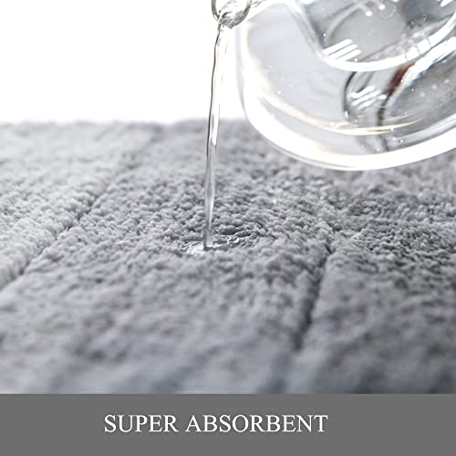 Kmson 3 Pcs Ombre Bathroom Rugs Set with U-Shaped Mat, Non Slip,Quick Drying, Ultra Soft and Water Absorbent Bath Carpet for Bedroom Floor Living Room,Machine Washable,Grey - Image 5