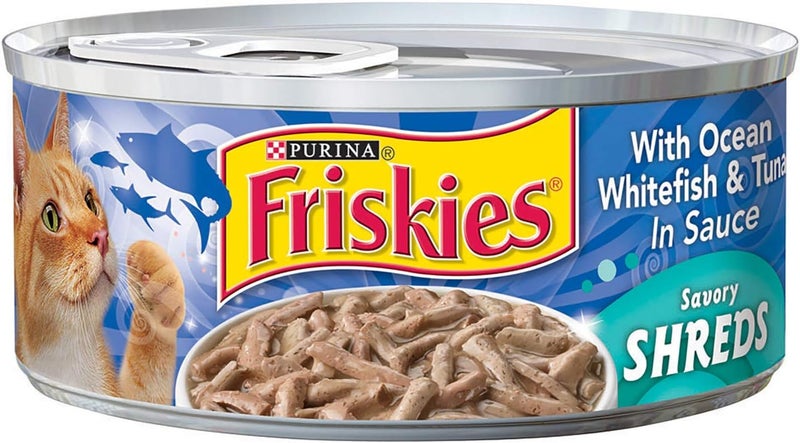 Friskies Savory Shreds Wet Cat Food with Ocean Whitefish & Tuna - 156g - Image 1