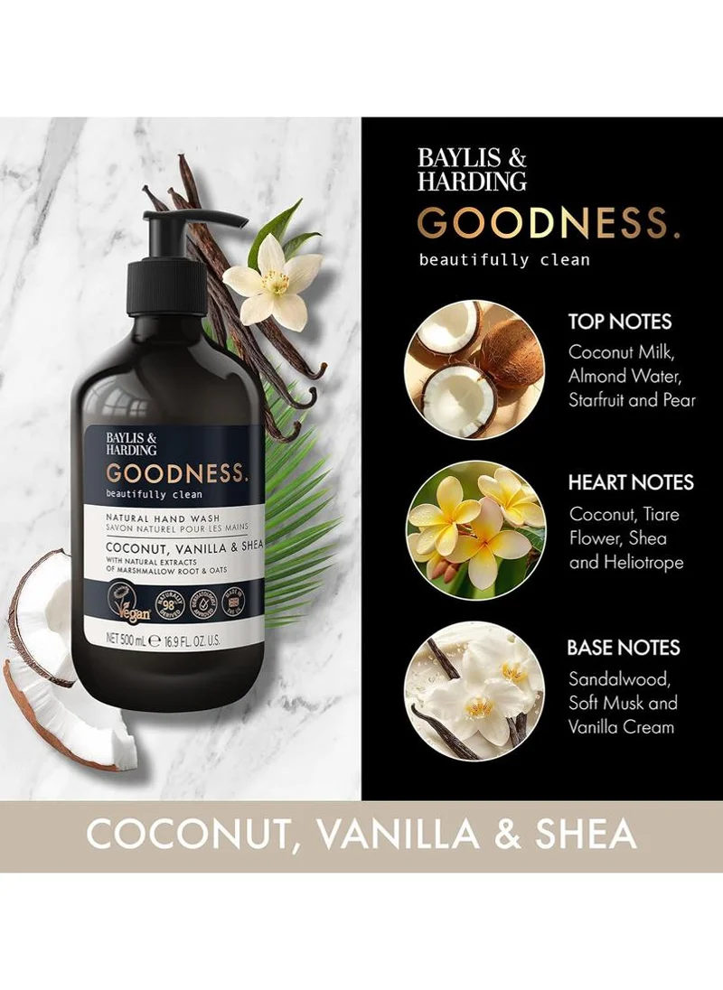 Baylis & Harding  Goodness Coconut, Vanilla & Shea Hand Wash, 500ml | Natural Nourishing Hand Soap with Marshmallow Root & Oats | Vegan | Gentle & Moisturising  | Best Price UAE