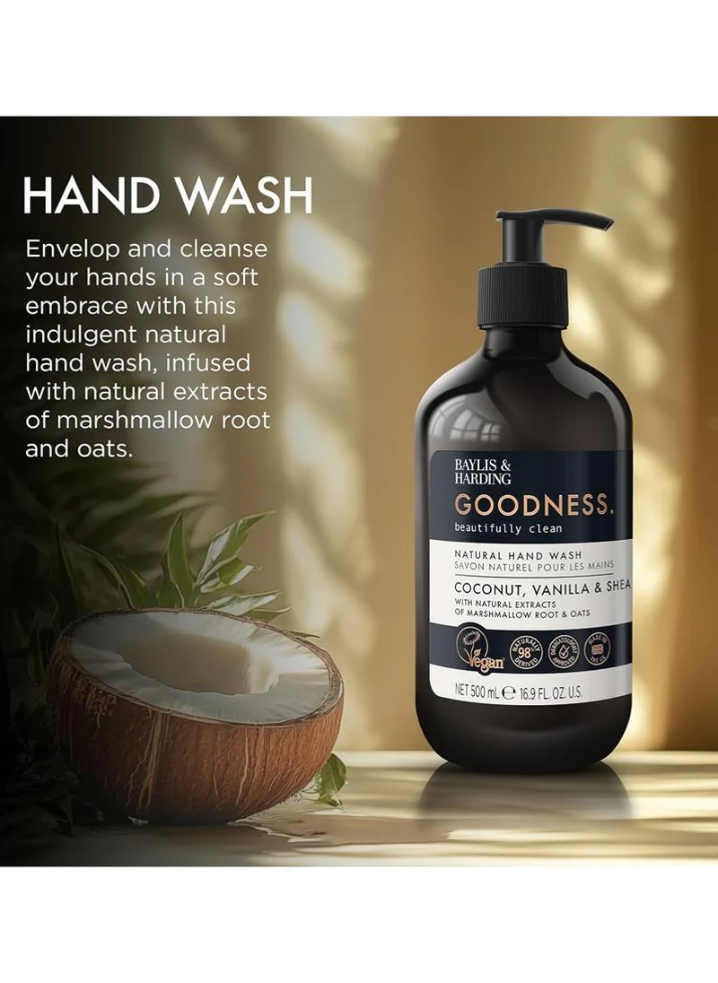 Baylis & Harding Goodness Coconut, Vanilla & Shea Hand Wash, 500ml | Natural Nourishing Hand Soap with Marshmallow Root & Oats | Vegan | Gentle & Moisturising