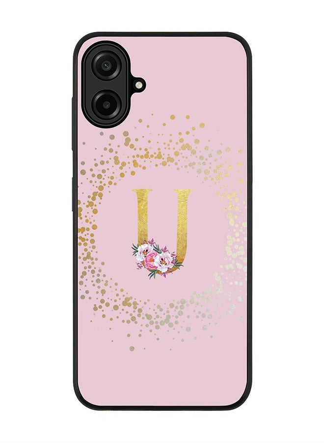 Stylizedd For Samsung Galaxy A07 4G Case,Slim fit Camera Protection, Shockproof Thin Phone cover  - Custom Monogram Floral - U  (Pink ) - Image 1