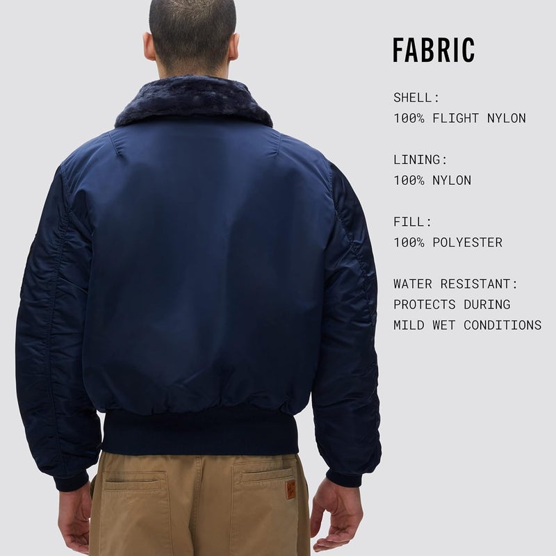Alpha Industries Men's B-15 Flight Jacket in Replica Blue - Image 5