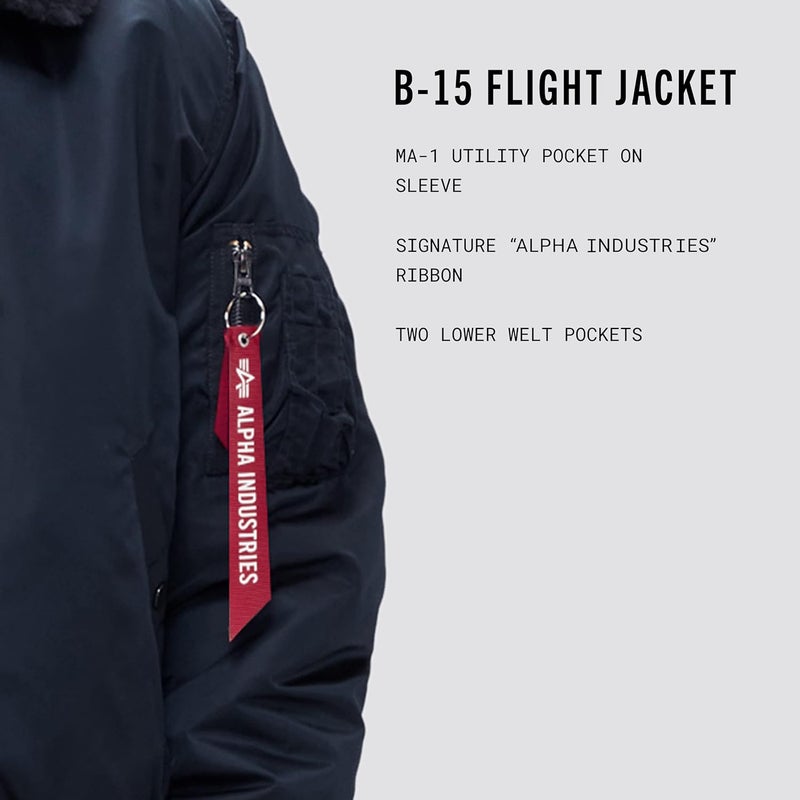 Alpha Industries Men's B-15 Flight Jacket in Replica Blue - Image 3