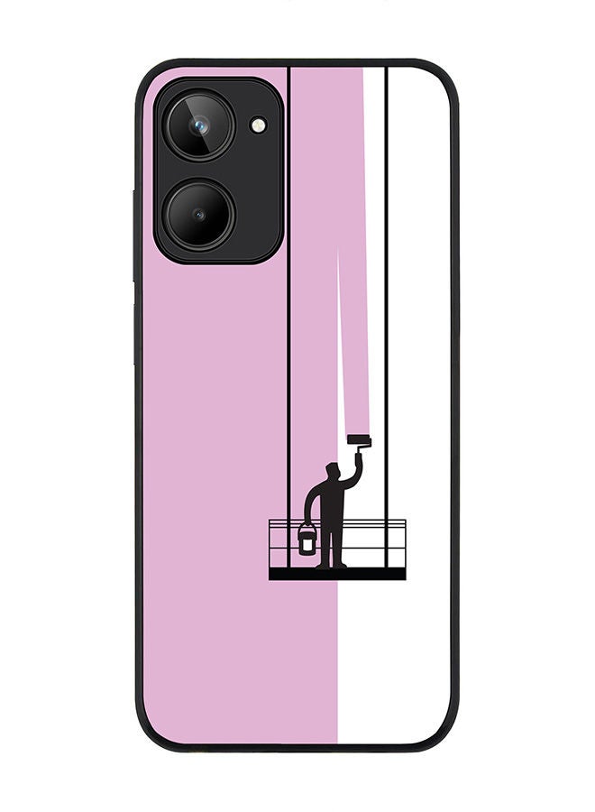 Stylizedd Rugged Black edge case for Realme 10 4G Slim fit Soft Case Flexible Rubber Edges Anti Drop TPU Gel Thin Cover -  Paint Hanger (Pink) - Image 1