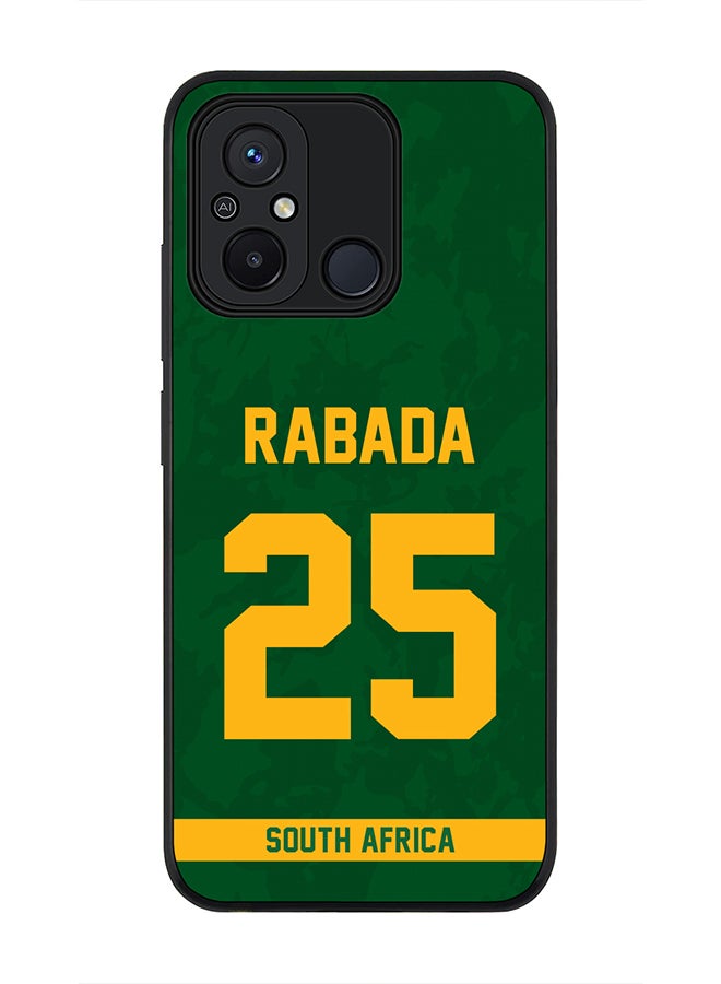 Stylizedd Cover for Xiaomi Redmi 12C 4G Case, Rugged Black Slim Fit Soft Flexible Thin Protective Phone Cases - Player Name - Kagiso Rabada, Jersey Number- 25 - Image 1