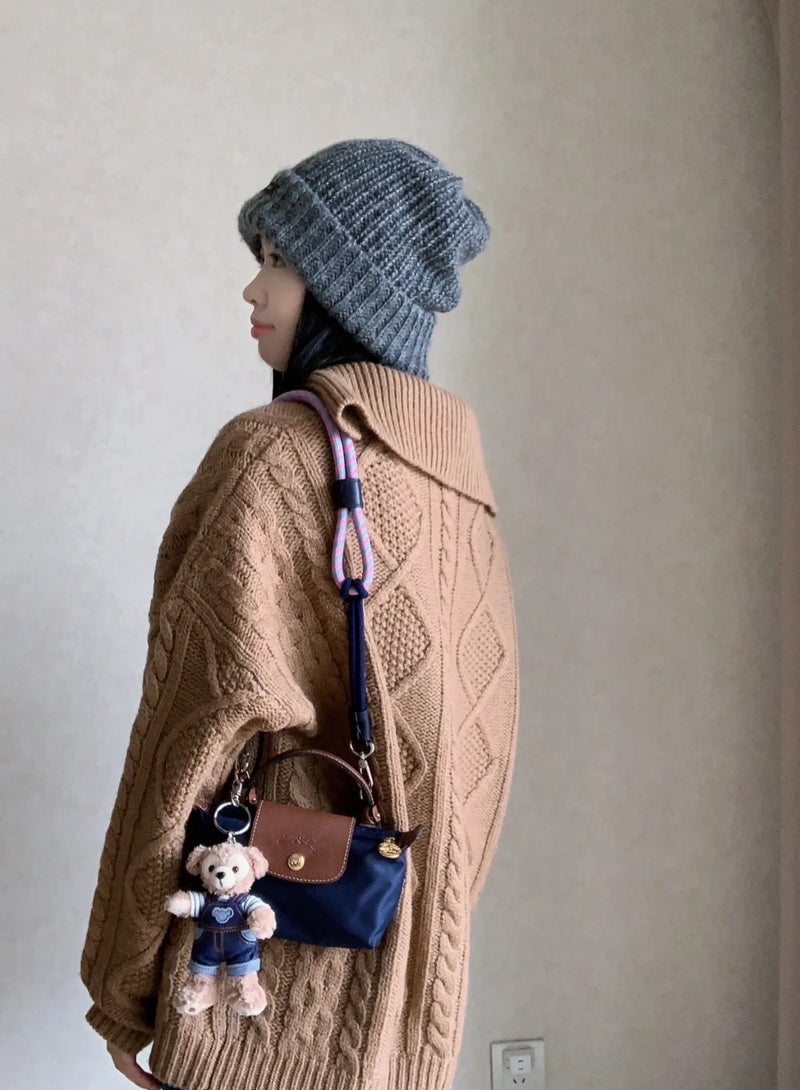 Long Women's Mini handbag,Crossbody Bags,Shoulder Bag Shoulder strap with buckle,Navy Classic Style - Image 3