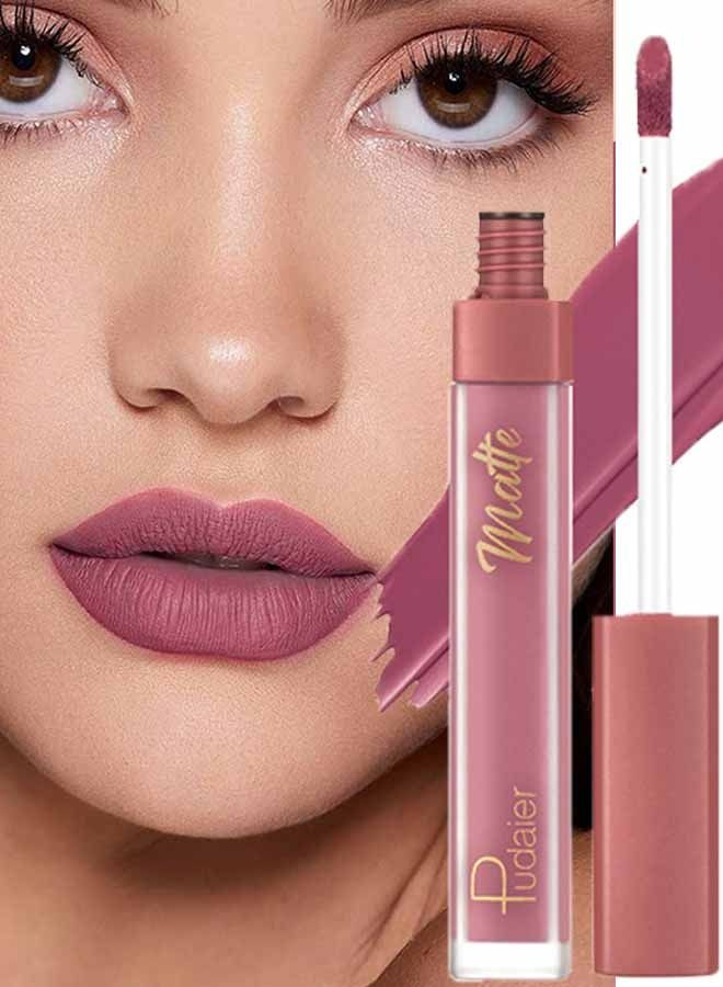 pudaier Velvet Lip Glaze(No.08),Has A Refreshing Texture, Easy To Color, Does Not Touch The Cup,Has A Long-Lasting Moisturizing Effect, With A Matte And Lip Filling Effect,Suitable For Use During Makeup - Image 1
