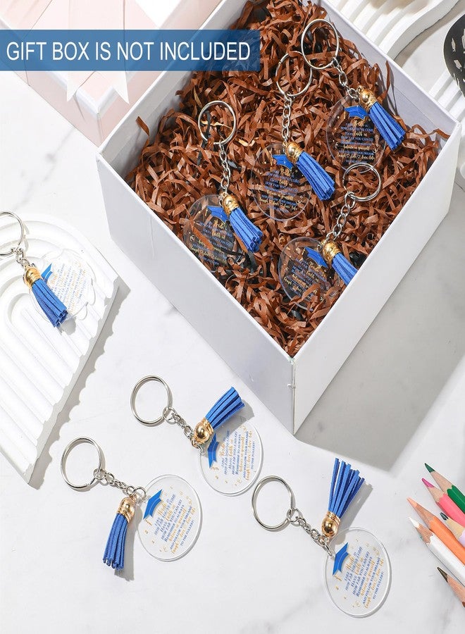 Inbagi 100 Set Graduation Gifts Keychain Class of 2025 Graduation Tassel Keychain Inspirational Cards for Party Favors University College Middle High School Graduate Souvenir Masters Nurse(Blue) - Image 4